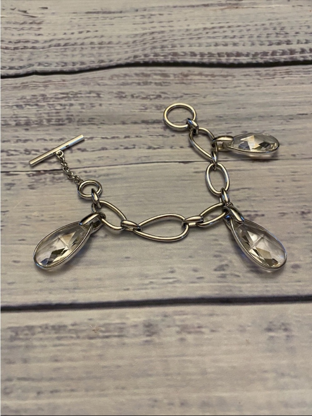 Swarovski 3 large drops crystal silver Bracelet